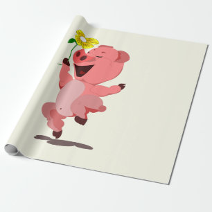 Geschenkpapier mit glücklichem Ferkel