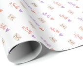 Geschenkpapier mit Liebe in Rosa, Lila und Weiß (Rolleneckpunkt)