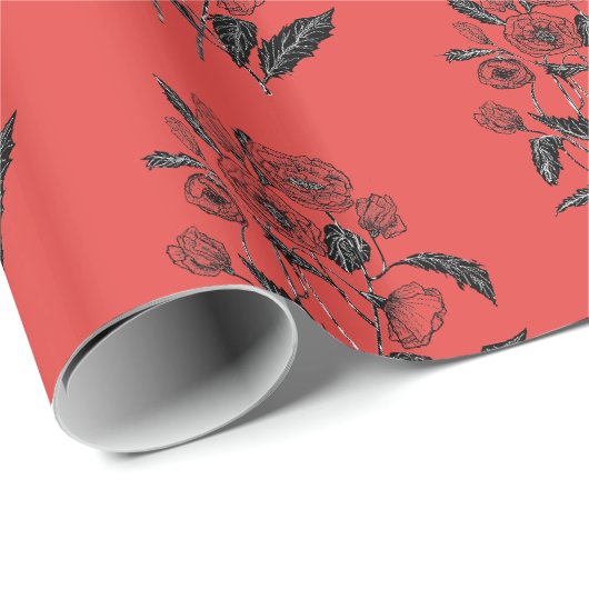Geschenkpapier mit Mohnblumen (Rolleneckpunkt)