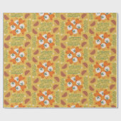 Geschenkpapier mit orange-gelbem Blumenmuster (Flach)