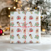 Geschenkpapier mit Pastell-Weihnachtsmotiven
