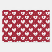Geschenkpapier mit rotem Herzen Muster Set (Vorderseite)