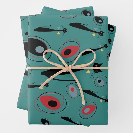 Geschenkpapier | Mittelalterliche moderne Atomkatz Set (Beispiel)