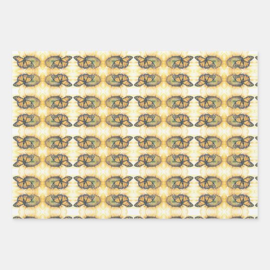 Geschenkpapier Monarch über Sonnenblumen Kunst Set (Vorderseite 2)