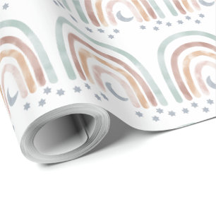 Geschenkpapier - Mond und Sterne Regenbogen