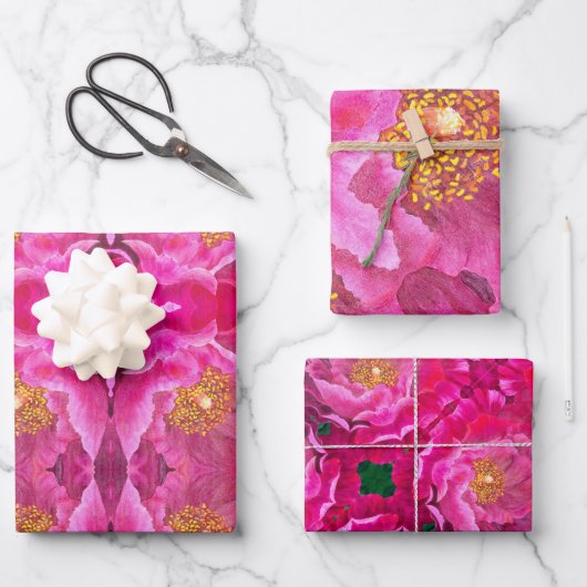 Geschenkpapier Pink Cactus Rose Set (Vorderseite)