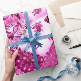 Geschenkpapier Roll Pink White Floral Quilt