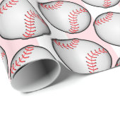 Geschenkpapier Rosa Geburtstag Baseball (Rolleneckpunkt)