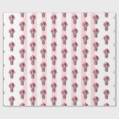 Geschenkpapier Rosa & Weiß gestreift Elefant (Flach)