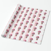 Geschenkpapier Rosa & Weiß gestreift Elefant (Ungerollt)
