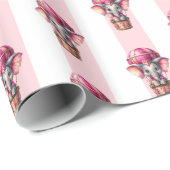 Geschenkpapier Rosa & Weiß gestreift Elefant (Rolleneckpunkt)