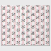 Geschenkpapier Rosa & Weiß gestreift Elefant (Flach)