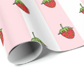 Geschenkpapier Rosa & Weiß gestreift Erdbeere  (Rolleneckpunkt)