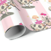 Geschenkpapier Rosa & Weiß gestreift Fairy Cow (Rolleneckpunkt)