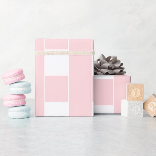 Geschenkpapier Rosa & Weiß gestreift quadratisch (Babyparty)