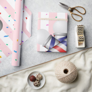 Geschenkpapier Rosa & Weiß Streifen Barbierstange