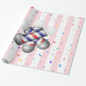 Geschenkpapier Rosa & Weiß Streifen Barbierstange (Ungerollt)