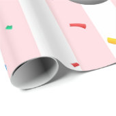 Geschenkpapier Rosa & Weiß Streifen Barbierstange (Rolleneckpunkt)
