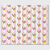 Geschenkpapier Rosa & Weiß Streifen Schmetterling (Flach)