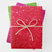 Geschenkpapier: Rot, Rosa und Grün Glitzer Geschenkpapier Set (Beispiel)