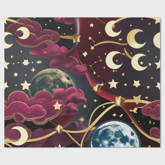 Geschenkpapier - Rotes Mond Design (Flach)