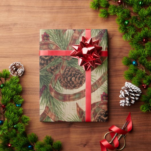 Geschenkpapier Rustikaler Kiefernzapfen Feiertagsb (Feiertagsgeschenk)