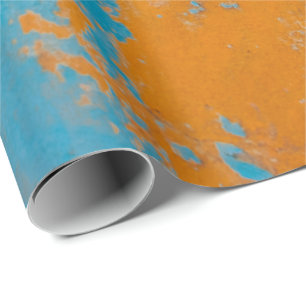 Geschenkpapier - Rustikales Blau und Gelb gestrich