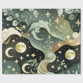 Geschenkpapier - Salbeigrüner Himmelmond