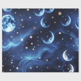 Geschenkpapier Saphirblau Himmelmond