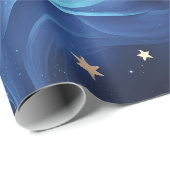 Geschenkpapier Saphirblau Himmelmond (Rolleneckpunkt)