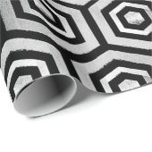 Geschenkpapier Schwarz Weiß Sechseck Geometrisch (Rolleneckpunkt)