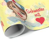 Geschenkpapier - Schwester mit Herz (Rolleneckpunkt)