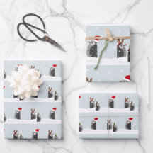 Geschenkpapier-Set mit Feiertagspinguinen