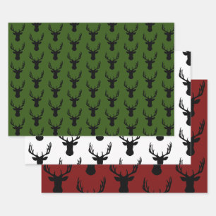 Geschenkpapier-Set - Weihnachtshirschkopf Geschenkpapier Set