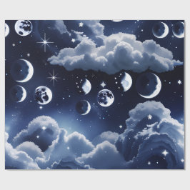 Geschenkpapier - Silbernes Mond Design