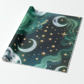 Geschenkpapier - Smaragdgrüner Himmelmond (Ungerollt)