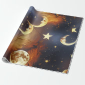 Geschenkpapier Traumhaft Feuerorange Himmelskörper (Ungerollt)