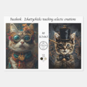 Geschenkpapier Vintage Floral Steampunk Katze A3 Set (Vorderseite 3)