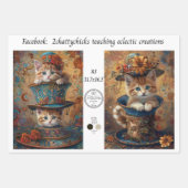 Geschenkpapier Vintage Floral Steampunk Katze A3 Set (Vorderseite 2)