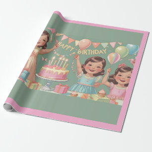 Geschenkpapier- Vintage Geburtstagsfeier Verpackun Geschenkpapier