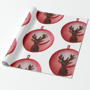 Geschenkpapier Wasserfarbe Hirsch, Weihnachten