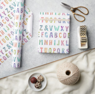 Geschenkpapier - Wasserfarben Alphabet