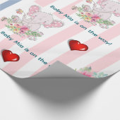 Geschenkpapier Zwillinge Blau Rosa Streifen Elefan (Ecke)