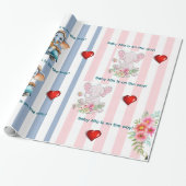 Geschenkpapier Zwillinge Blau Rosa Streifen Elefan (Ungerollt)