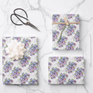 Geschenkpapierbögen - Lavendel- und rosa Blumen Geschenkpapier Set