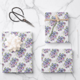 Geschenkpapierbögen - Lavendel- und rosa Blumen Geschenkpapier Set