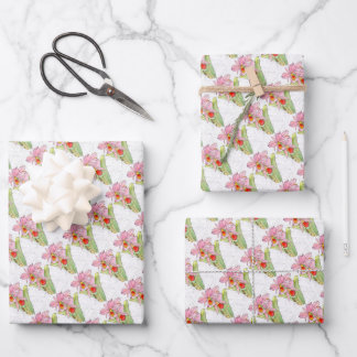 Geschenkpapierbögen - Rosa Orchidee Geschenkpapier Set