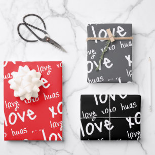Geschenkpapierbögen Valentinstag Rot Schwarz Grau Geschenkpapier Set