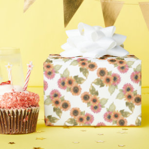 Geschenkpapierrolle - Pink & Gelbe Sonnenblumen Geschenkpapier