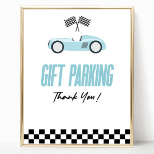 Geschenkparkplatz Blue Race Party Tafelschild Poster